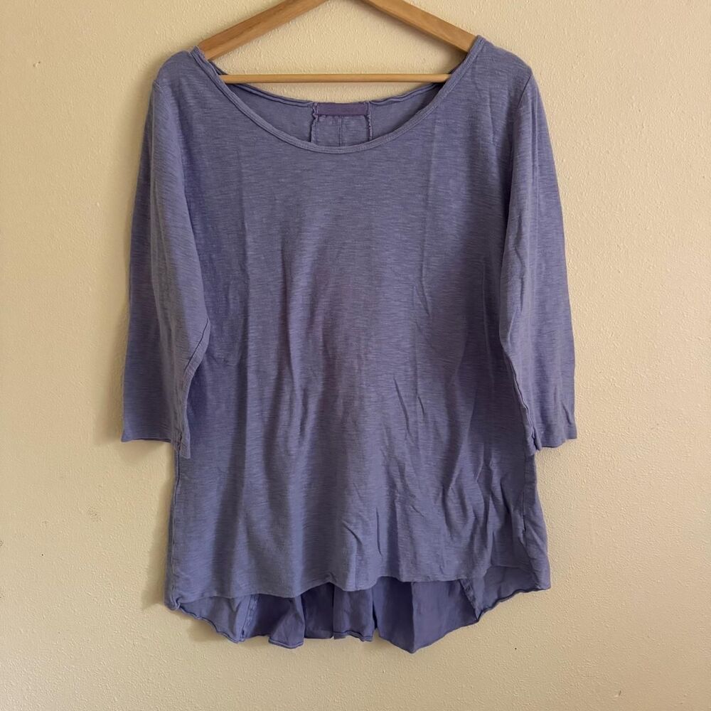 Cut Loose Purple Cotton Linen Lagenlook Minimalist Boho Tunic Blouse Medium